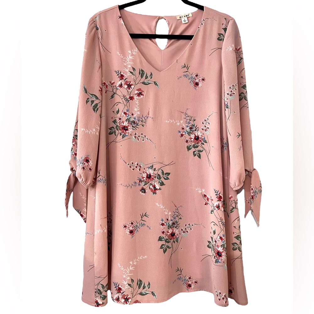 miami Blush Floral Pattern Swing Mini Dress